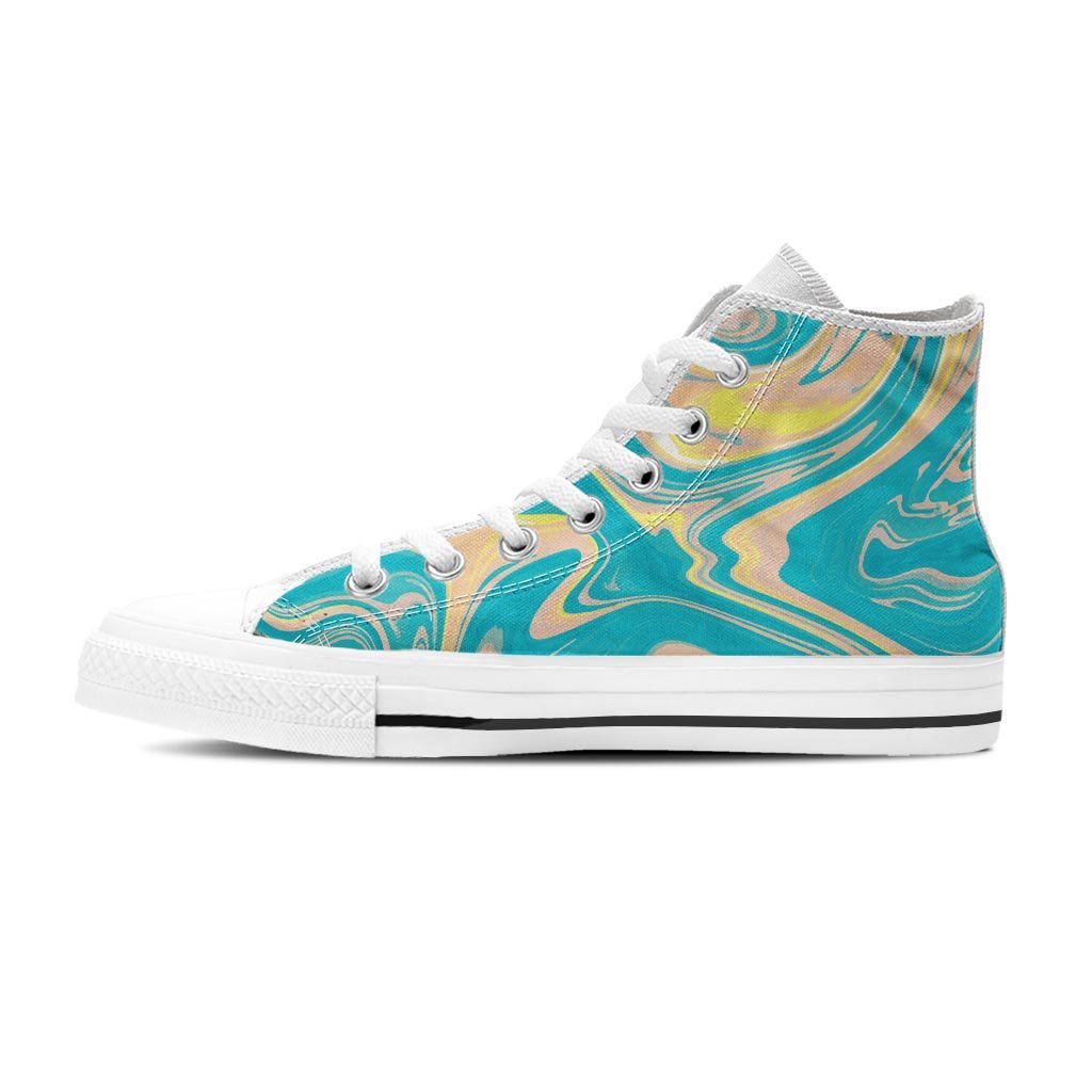 Abstract Green Marble Men's High Top Shoes-grizzshop