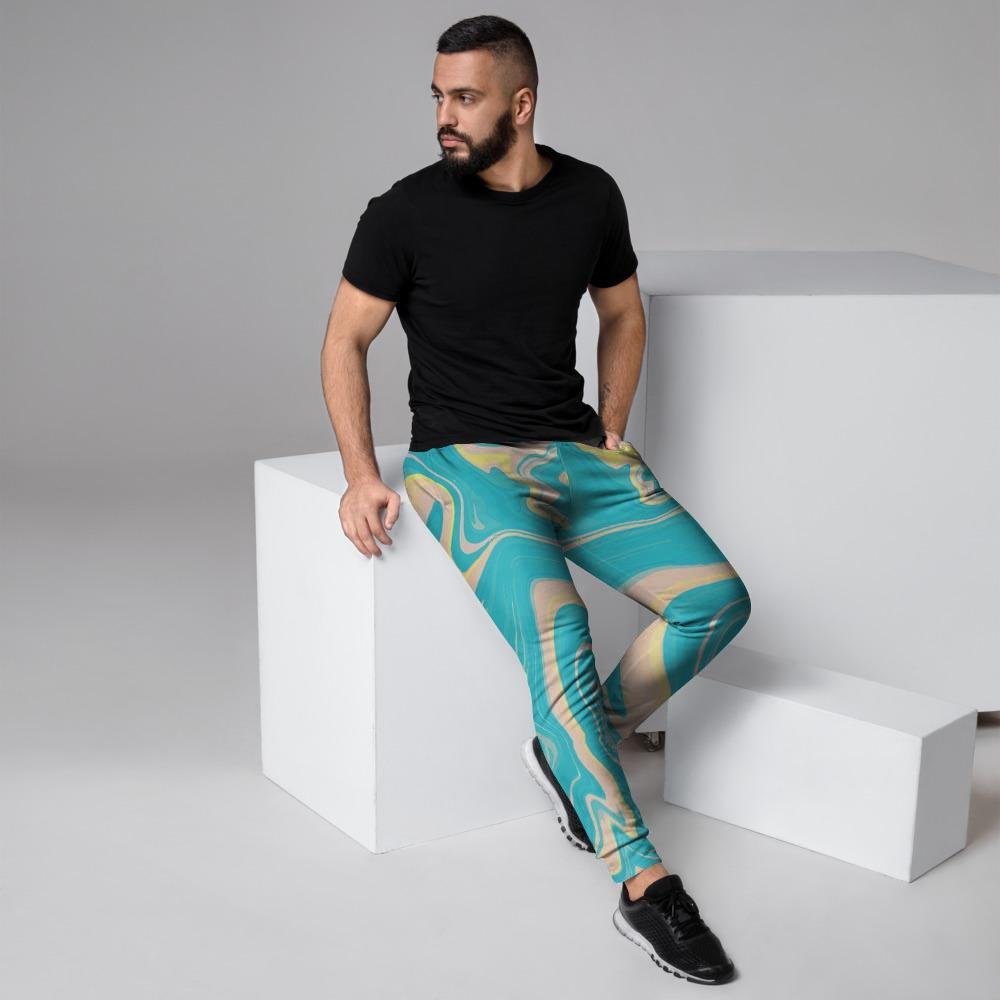 Abstract Green Marble Men's Joggers-grizzshop