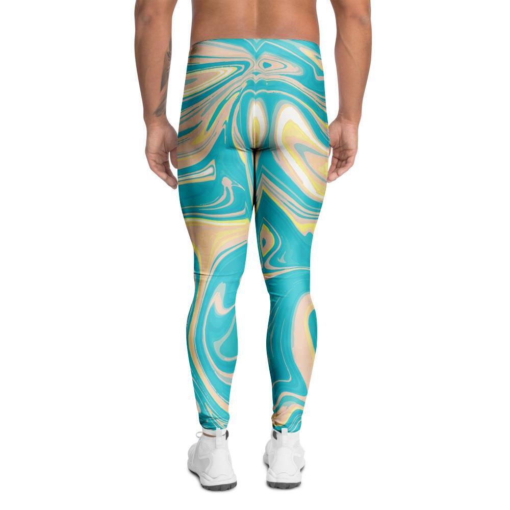 Abstract Green Marble Men's Leggings-grizzshop