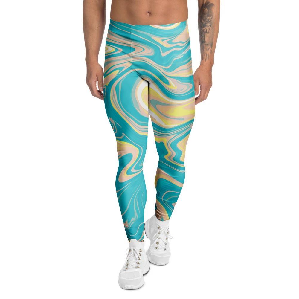 Abstract Green Marble Men's Leggings-grizzshop