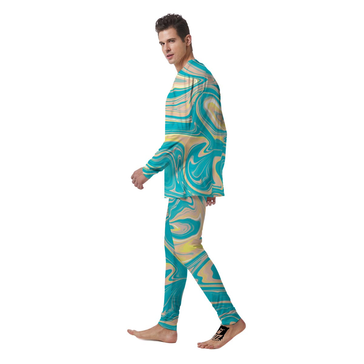 Abstract Green Marble Men's Pajamas-grizzshop