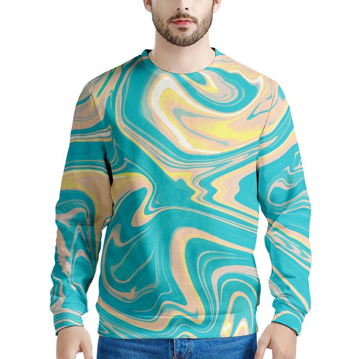 Abstract Green Marble Men's Sweatshirt-grizzshop