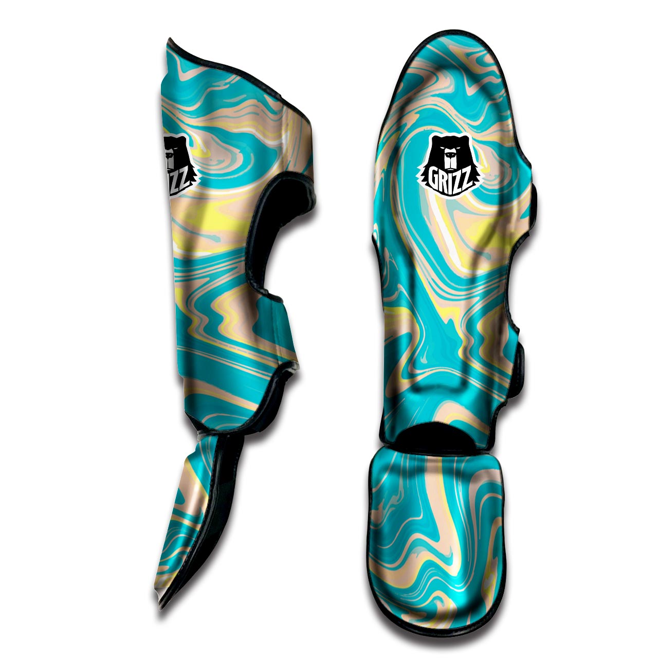 Abstract Green Marble Muay Thai Shin Guard-grizzshop