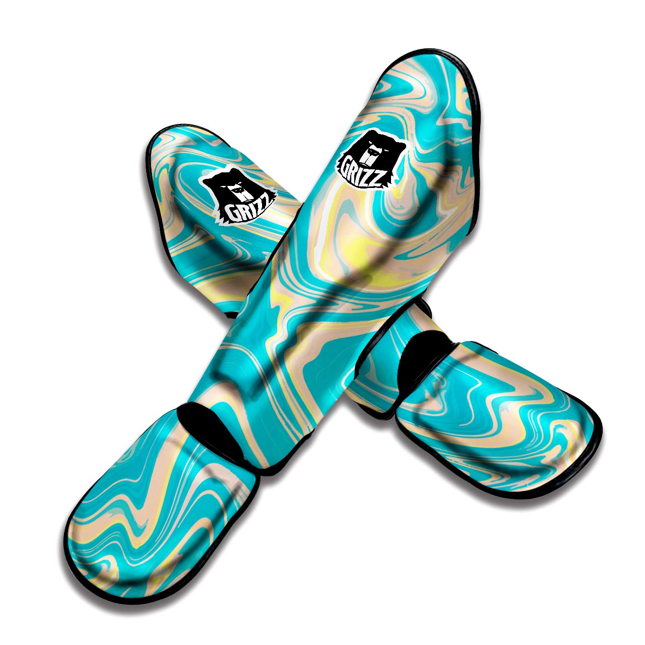 Abstract Green Marble Muay Thai Shin Guard-grizzshop