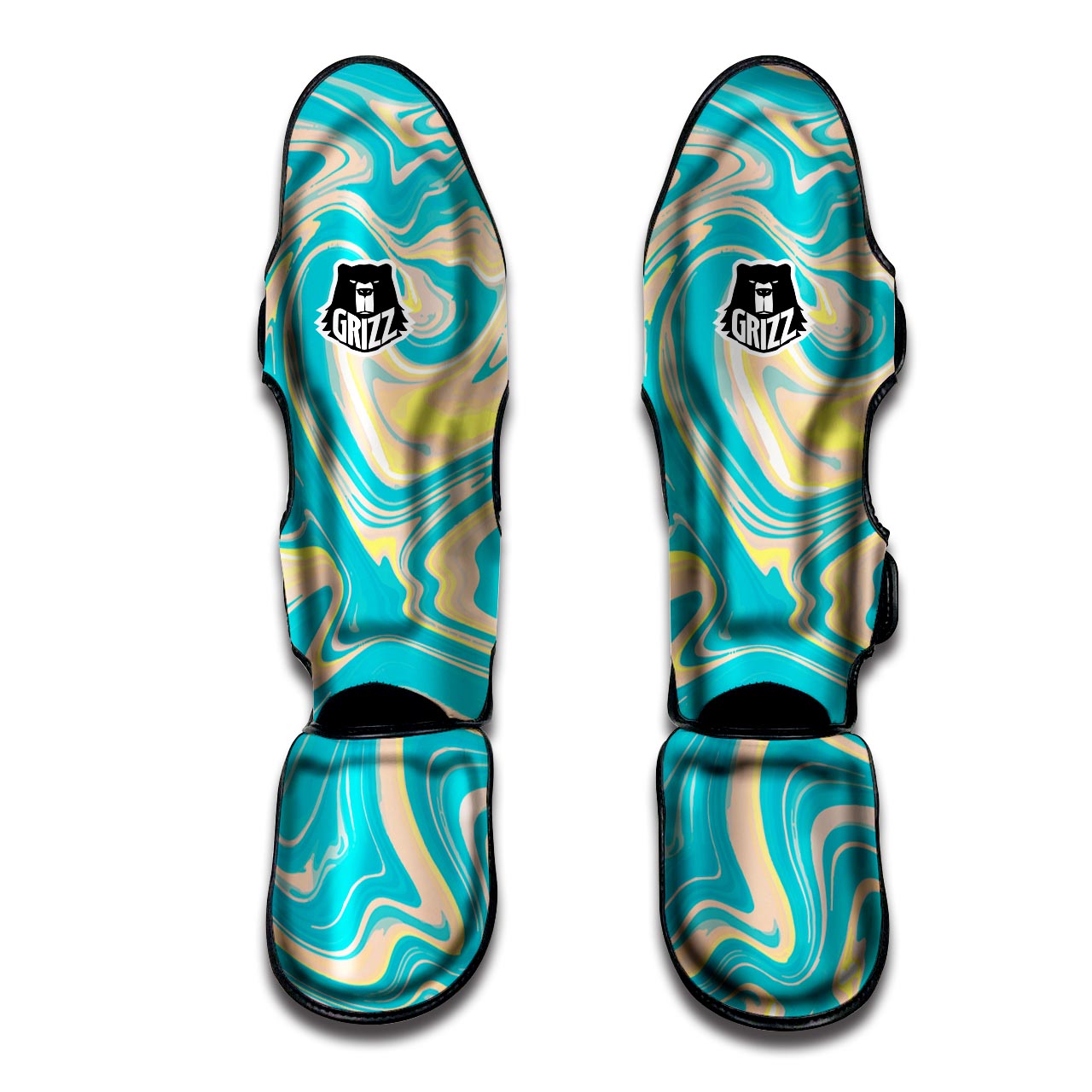 Abstract Green Marble Muay Thai Shin Guard-grizzshop