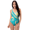 Abstract Green Marble One Piece Swimsuite-grizzshop