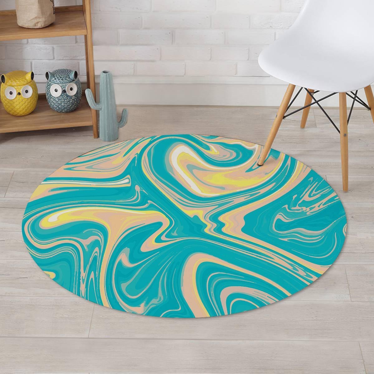 Abstract Green Marble Round Rug-grizzshop