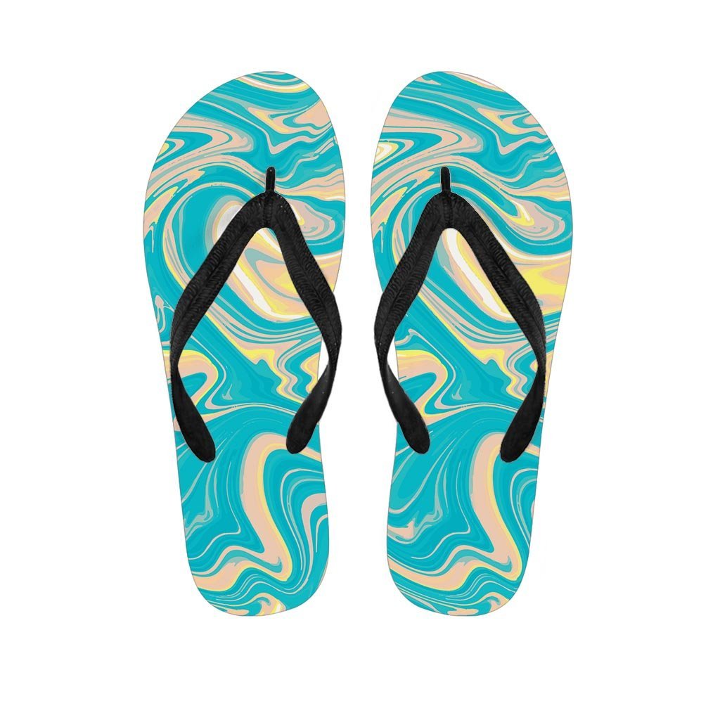 Abstract Green Marble Women's Flip Flops-grizzshop