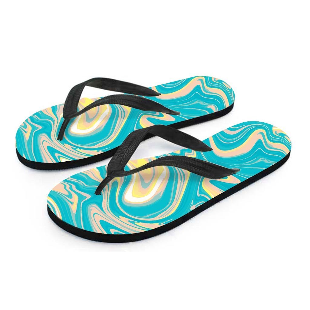 Abstract Green Marble Women's Flip Flops-grizzshop