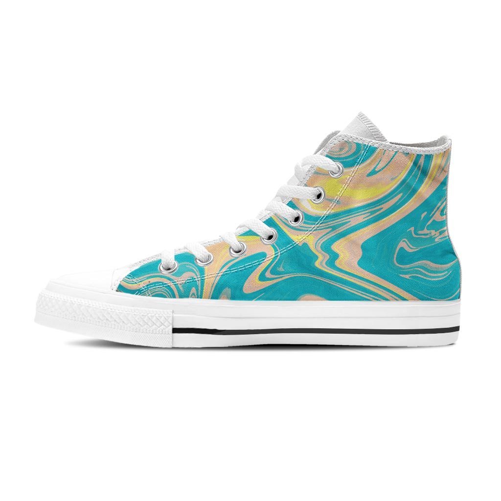 Abstract Green Marble Women's High Top Shoes-grizzshop
