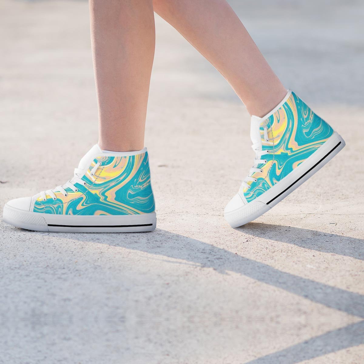 Abstract Green Marble Women's High Top Shoes-grizzshop