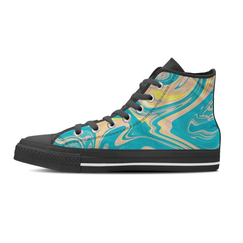Abstract Green Marble Women's High Top Shoes-grizzshop