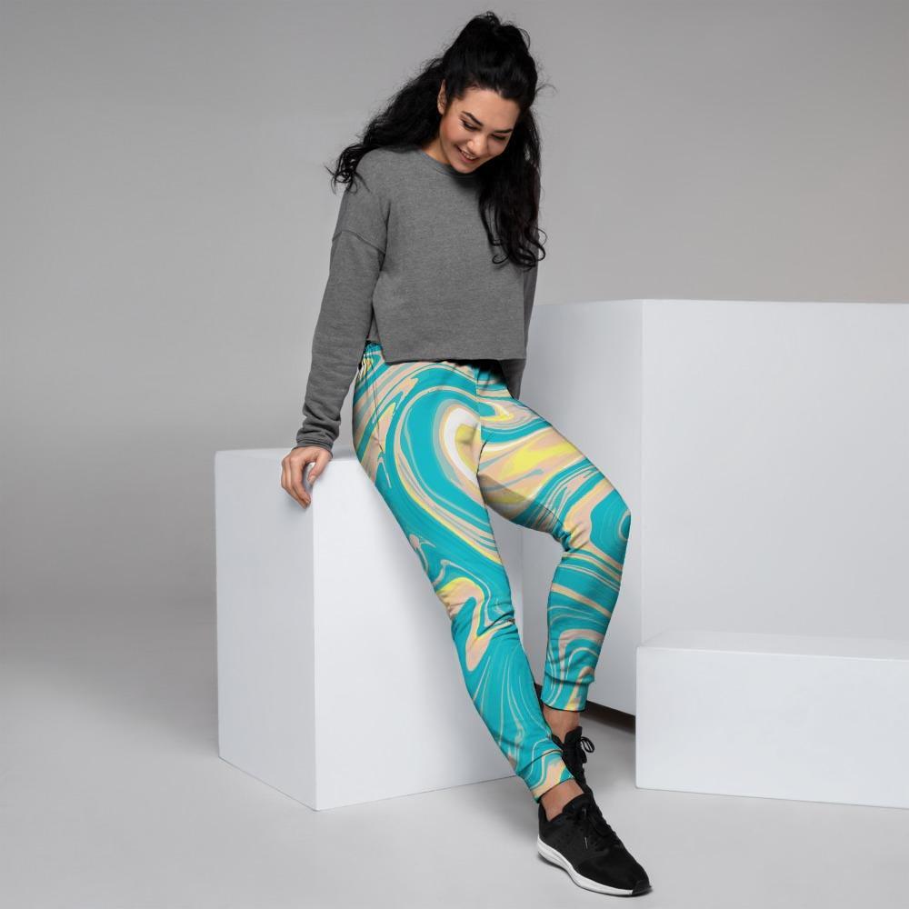 Abstract Green Marble Women's Joggers-grizzshop