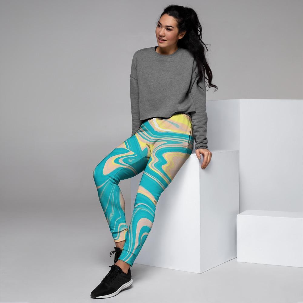 Abstract Green Marble Women's Joggers-grizzshop