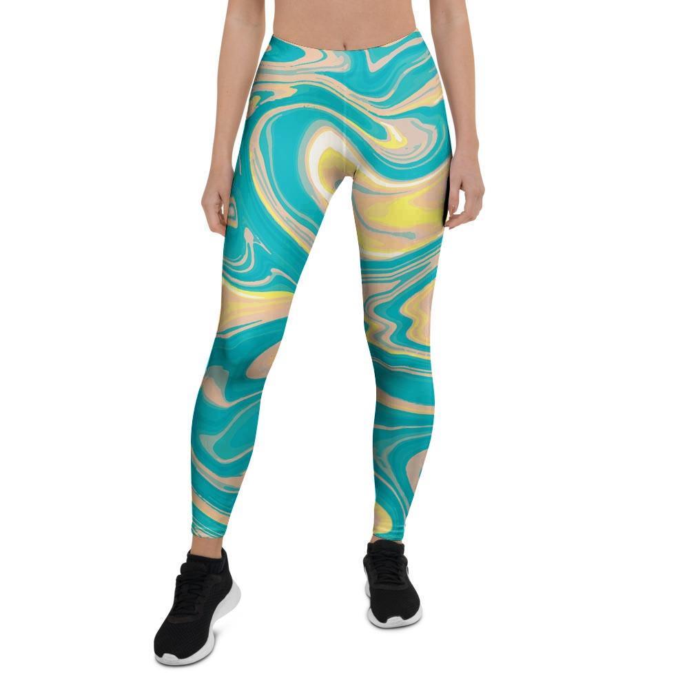 Abstract Green Marble Women's Leggings-grizzshop