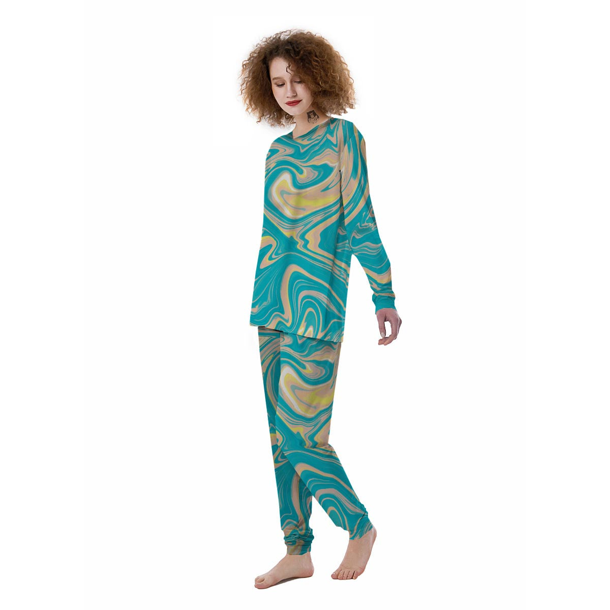 Abstract Green Marble Women's Pajamas-grizzshop