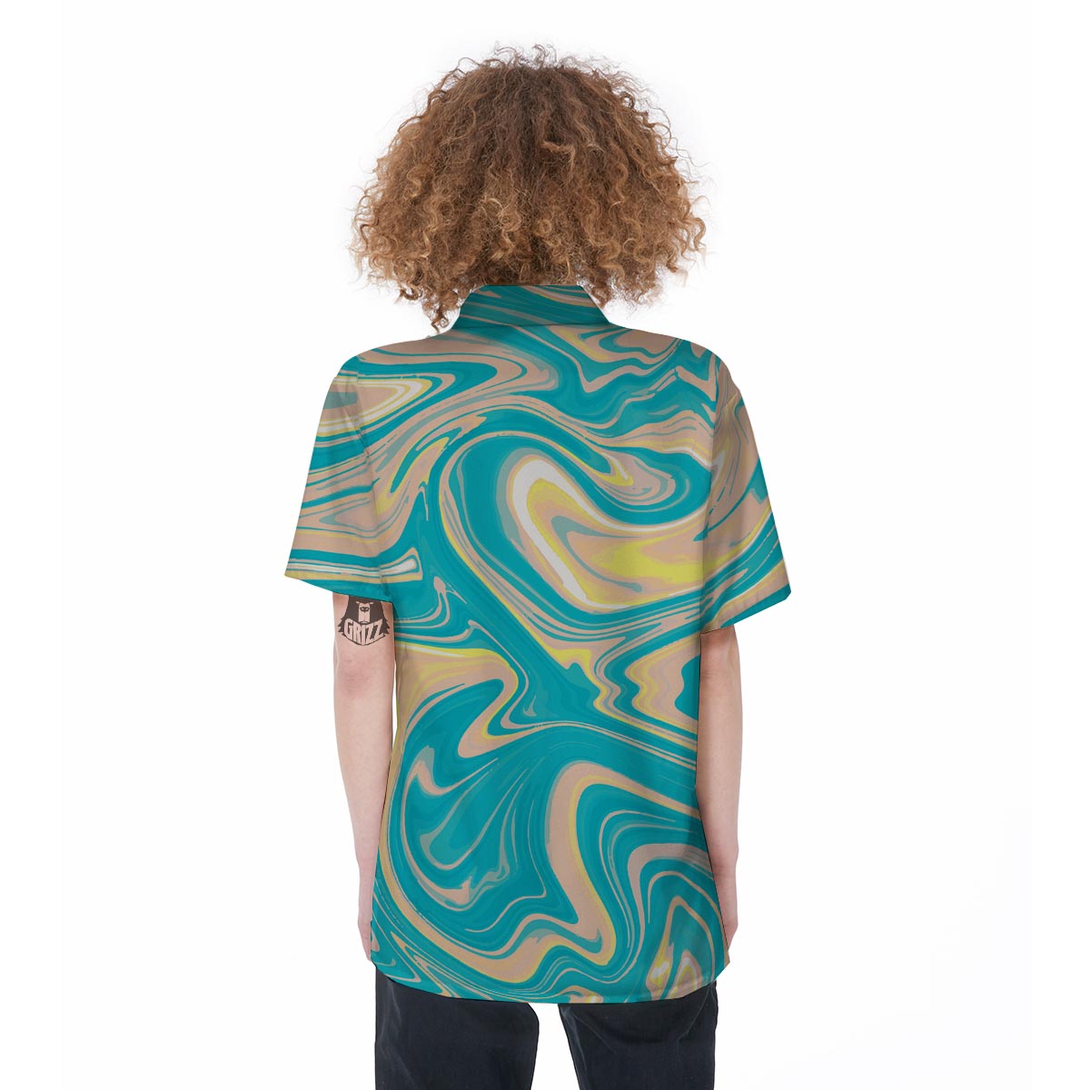 Abstract Green Marble Women's Short Sleeve Shirts-grizzshop