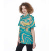 Abstract Green Marble Women's Short Sleeve Shirts-grizzshop