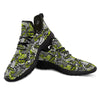 Abstract Grey And Neon Green Graffiti Print Pattern Black Athletic Shoes-grizzshop