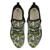 Abstract Grey And Neon Green Graffiti Print Pattern Black Athletic Shoes-grizzshop