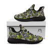 Abstract Grey And Neon Green Graffiti Print Pattern Black Athletic Shoes-grizzshop