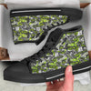 Abstract Grey And Neon Green Graffiti Print Pattern Black High Top Shoes-grizzshop