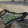 Abstract Grey And Neon Green Graffiti Print Pattern Black High Top Shoes-grizzshop