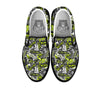 Abstract Grey And Neon Green Graffiti Print Pattern Black Slip On Shoes-grizzshop