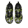 Abstract Grey And Neon Green Graffiti Print Pattern Black Sneaker-grizzshop