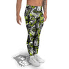 Abstract Grey And Neon Green Graffiti Print Pattern Men's Leggings-grizzshop