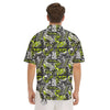 Abstract Grey And Neon Green Graffiti Print Pattern Men's Short Sleeve Shirts-grizzshop