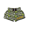 Abstract Grey And Neon Green Graffiti Print Pattern Muay Thai Boxing Shorts-grizzshop