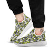 Abstract Grey And Neon Green Graffiti Print Pattern White Athletic Shoes-grizzshop