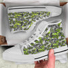 Abstract Grey And Neon Green Graffiti Print Pattern White High Top Shoes-grizzshop