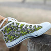 Abstract Grey And Neon Green Graffiti Print Pattern White High Top Shoes-grizzshop