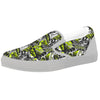 Abstract Grey And Neon Green Graffiti Print Pattern White Slip On Shoes-grizzshop