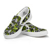 Abstract Grey And Neon Green Graffiti Print Pattern White Slip On Shoes-grizzshop