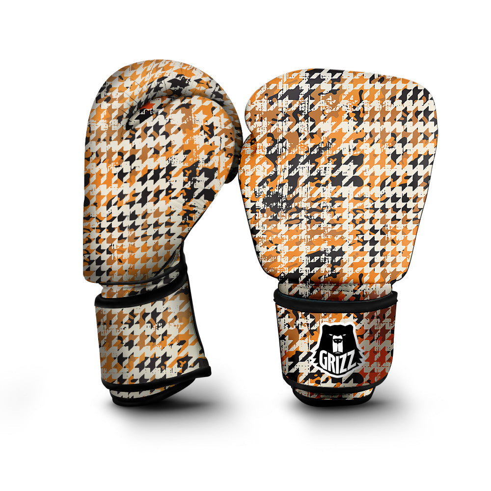 Abstract Grunge Houndstooth Camo Print Pattern Boxing Gloves-grizzshop