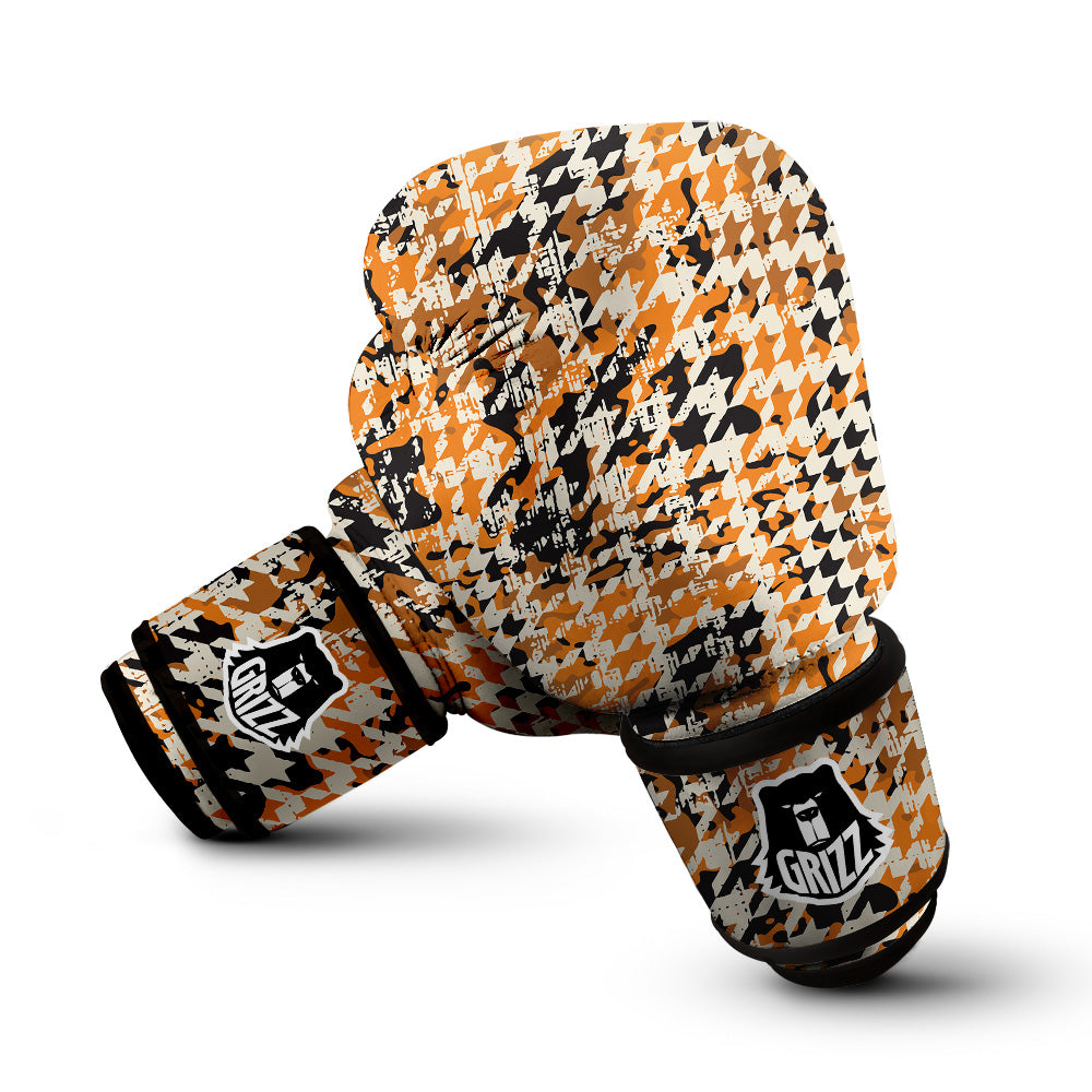 Abstract Grunge Houndstooth Camo Print Pattern Boxing Gloves-grizzshop