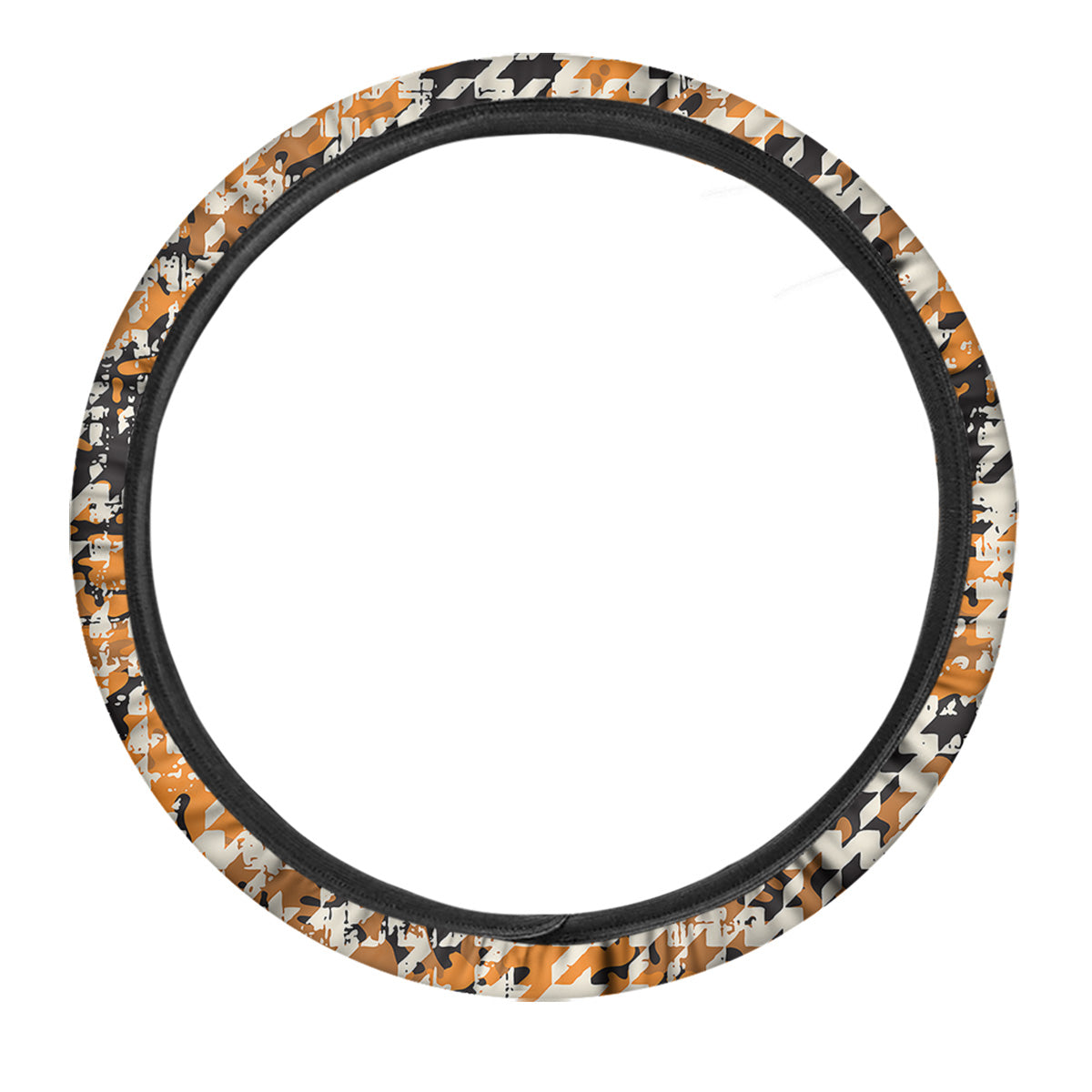 Abstract Grunge Houndstooth Camo Print Pattern Car Steering Wheel Cover-grizzshop