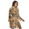 Abstract Grunge Houndstooth Camo Print Pattern Women's Robe-grizzshop