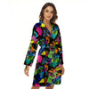 Abstract Grunge Urban Colorful Bicycle Print Pattern Women's Robe-grizzshop