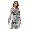 Abstract Hand Prints Colorful Print Pattern Women's Robe-grizzshop