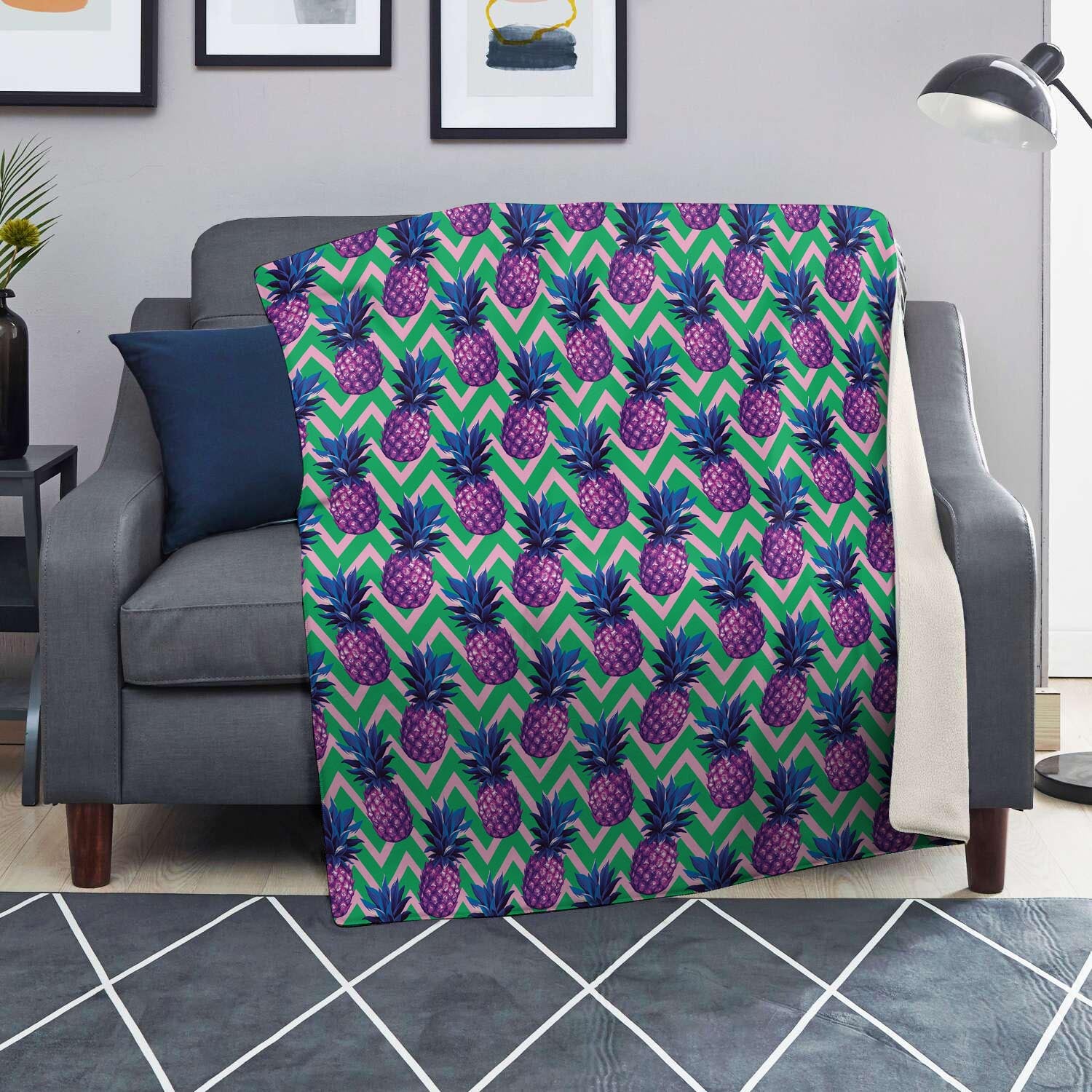 Abstract Hawaiian Pineapple Print Blanket-grizzshop