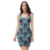 Abstract Hawaiian Pineapple Print Bodycon Dress-grizzshop