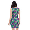 Abstract Hawaiian Pineapple Print Bodycon Dress-grizzshop