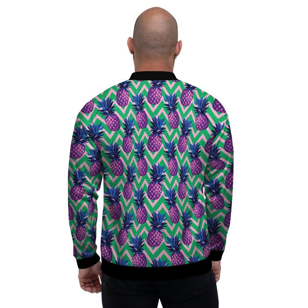 Abstract Hawaiian Pineapple Print Men's Bomber Jacket-grizzshop