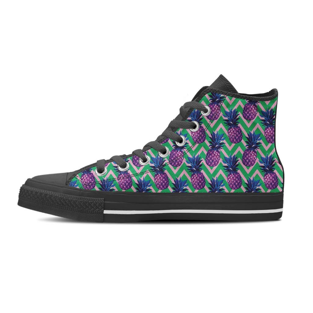 Abstract Hawaiian Pineapple Print Men's High Top Shoes-grizzshop