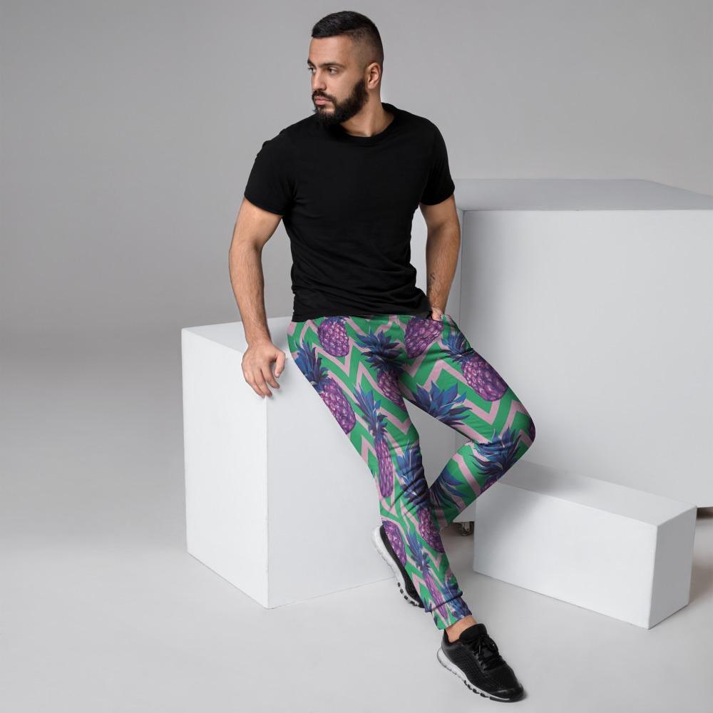 Abstract Hawaiian Pineapple Print Men's Joggers-grizzshop