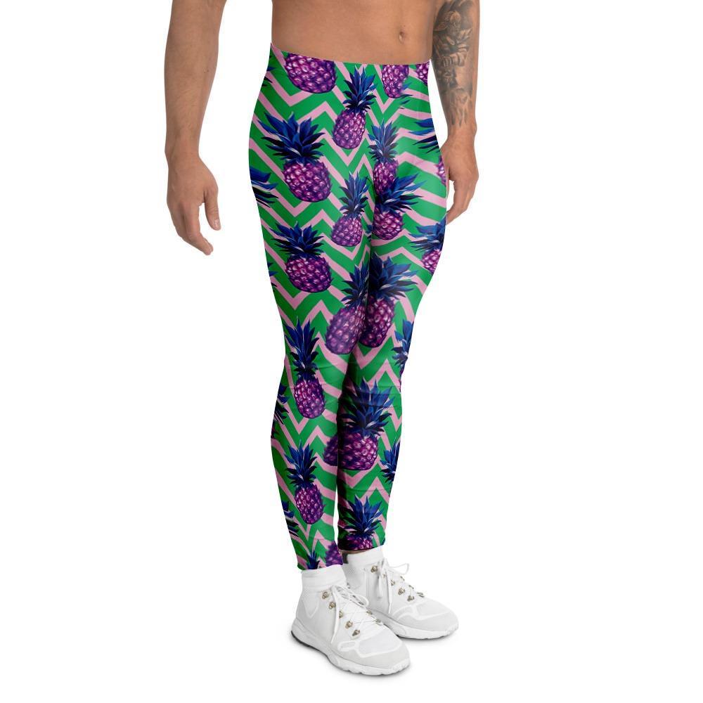 Abstract Hawaiian Pineapple Print Men's Leggings-grizzshop